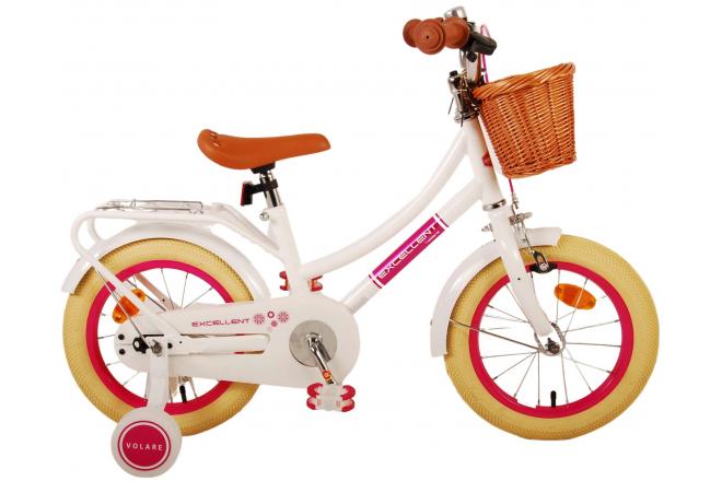 Volare Excellent Kinderfahrrad - Mädchen - 14 Zoll - Weiß