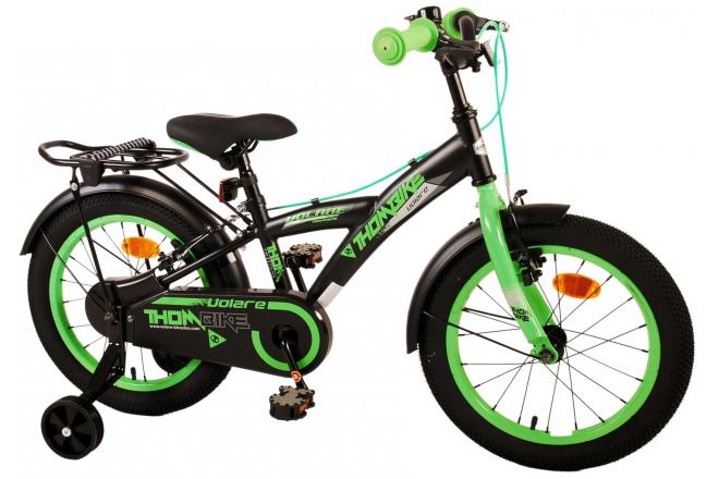 Volare Thombike Kinderfahrrad - Jungen - 16 Zoll - Schwarz Grün - Zweihandbremsen