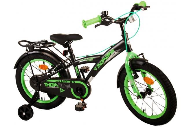 Volare Thombike Kinderfahrrad - Jungen - 16 Zoll - Schwarz Grün - Zweihandbremsen