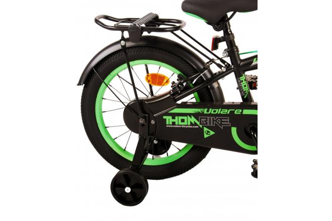 Volare Thombike Kinderfahrrad - Jungen - 16 Zoll - Schwarz Grün - Zweihandbremsen