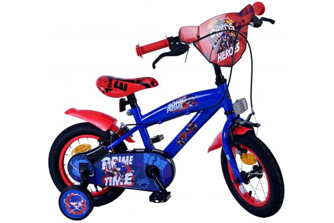 Sonic Prime Kinderfahrrad - Jungen - 12 Zoll - Blau Rot - Zweihandbremsen