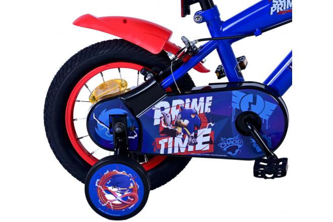 Sonic Prime Kinderfahrrad - Jungen - 12 Zoll - Blau Rot - Zweihandbremsen