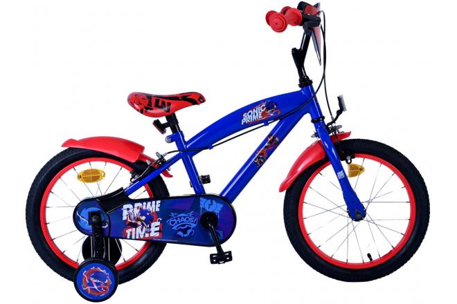 Sonic Prime Kinderfahrrad - Jungen - 16 Zoll - Blau Rot - Zweihandbremsen