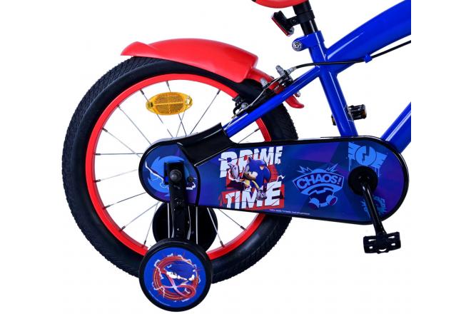 Sonic Prime Kinderfahrrad - Jungen - 16 Zoll - Blau Rot - Zweihandbremsen