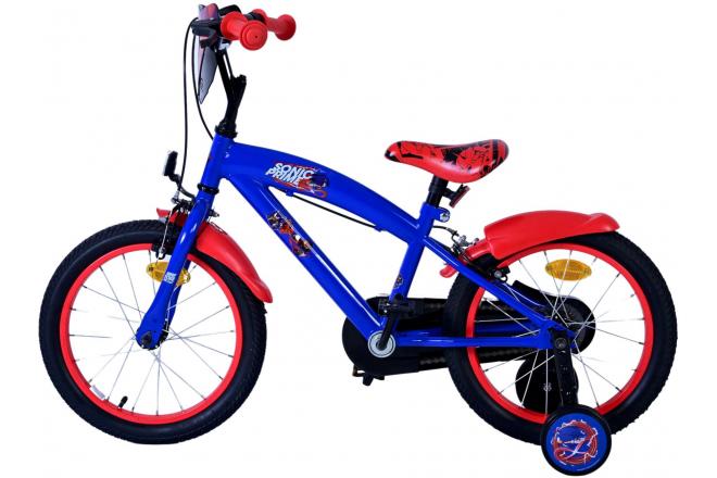 Sonic Prime Kinderfahrrad - Jungen - 16 Zoll - Blau Rot - Zweihandbremsen