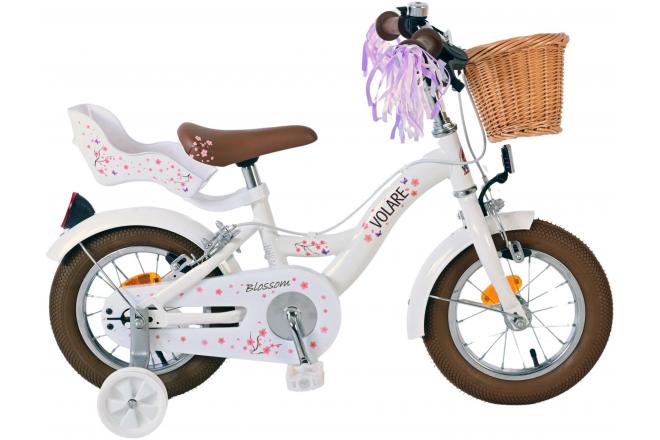 Volare Blossom Kinderfahrrad - Mädchen - 12 Zoll - Weiß - Zweihandbremsen