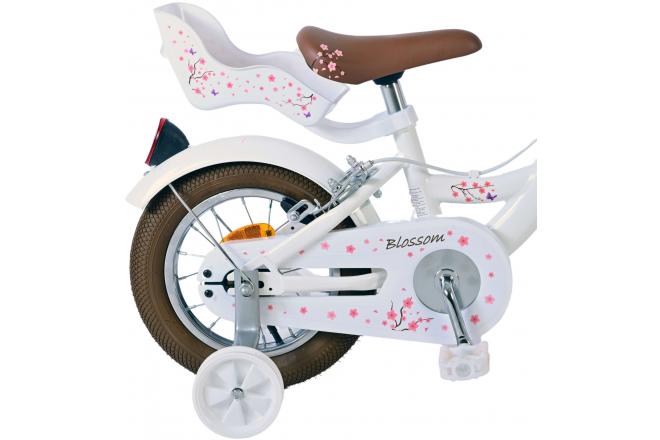 Volare Blossom Kinderfahrrad - Mädchen - 12 Zoll - Weiß - Zweihandbremsen