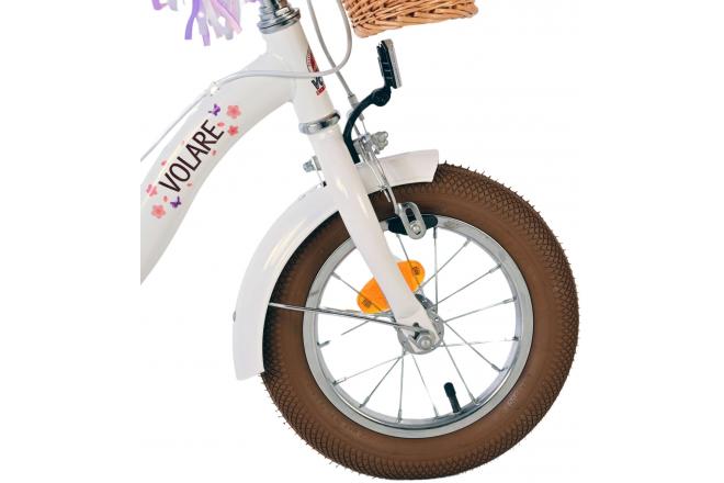 Volare Blossom Kinderfahrrad - Mädchen - 12 Zoll - Weiß - Zweihandbremsen