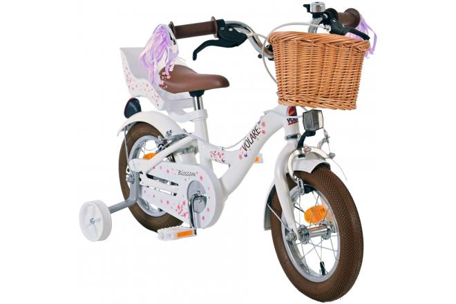 Volare Blossom Kinderfahrrad - Mädchen - 12 Zoll - Weiß - Zweihandbremsen