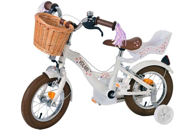 Volare Blossom Kinderfahrrad - Mädchen - 12 Zoll - Weiß - Zweihandbremsen