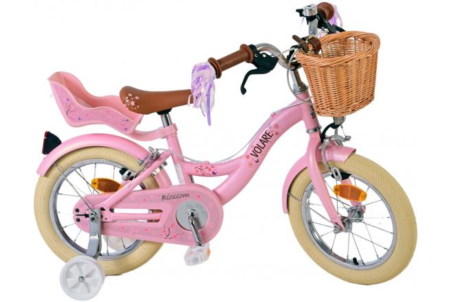 Volare Blossom Kinderfahrrad - Mädchen - 14 Zoll - Rosa - Zweihandbremsen