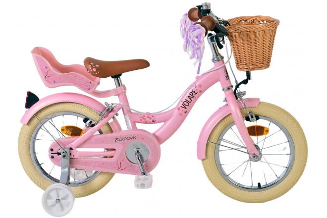 Volare Blossom Kinderfahrrad - Mädchen - 14 Zoll - Rosa - Zweihandbremsen