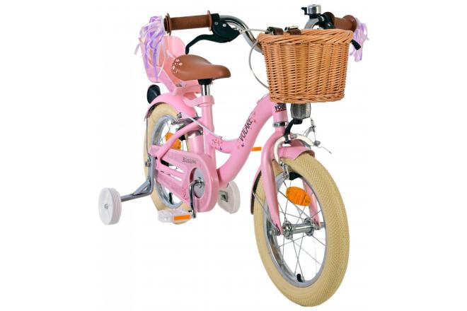 Volare Blossom Kinderfahrrad - Mädchen - 14 Zoll - Rosa - Zweihandbremsen