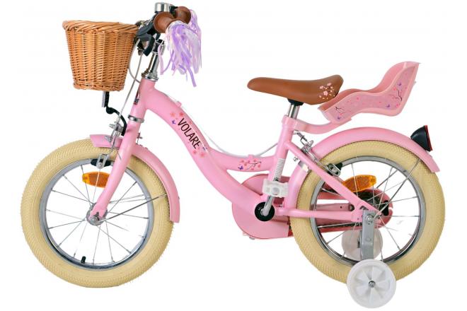 Volare Blossom Kinderfahrrad - Mädchen - 14 Zoll - Rosa - Zweihandbremsen