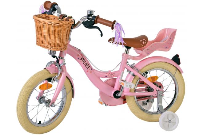 Volare Blossom Kinderfahrrad - Mädchen - 14 Zoll - Rosa - Zweihandbremsen