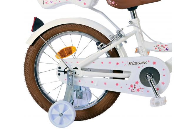 Volare Blossom Kinderfahrrad - Mädchen - 16 Zoll - Weiß - Zweihandbremsen