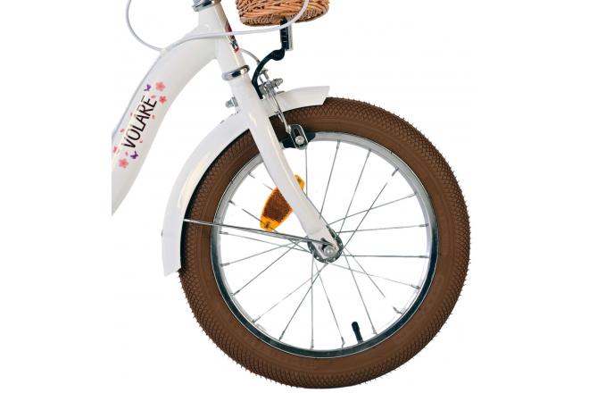 Volare Blossom Kinderfahrrad - Mädchen - 16 Zoll - Weiß - Zweihandbremsen