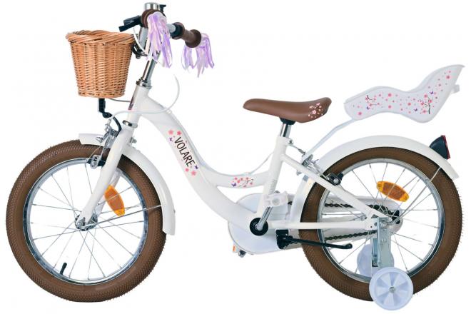 Volare Blossom Kinderfahrrad - Mädchen - 16 Zoll - Weiß - Zweihandbremsen