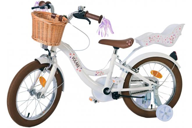 Volare Blossom Kinderfahrrad - Mädchen - 16 Zoll - Weiß - Zweihandbremsen