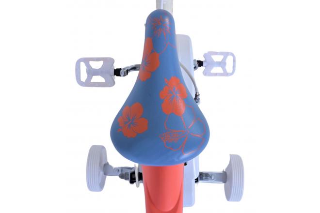 Disney Stitch Kinderfahrrad - Mädchen - 14 Zoll - Creme Koralle Blau - Zweihandbremsen