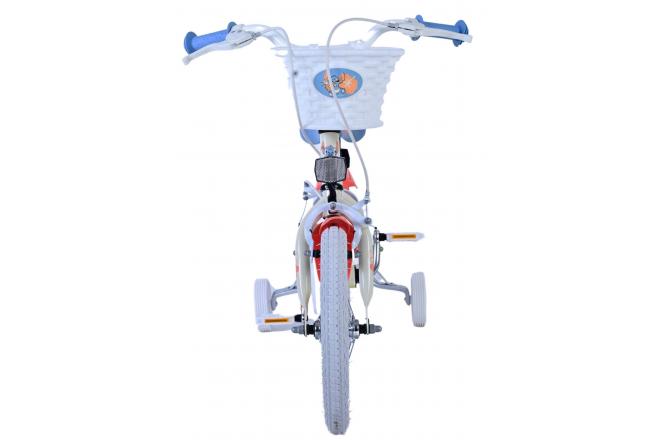 Disney Stitch Kinderfahrrad - Mädchen - 14 Zoll - Creme Koralle Blau - Zweihandbremsen