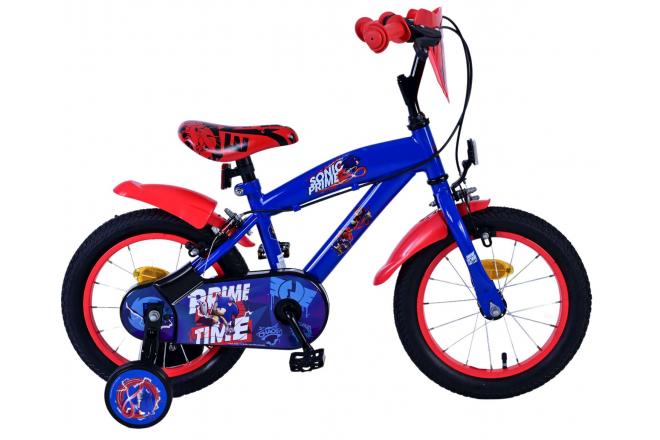 Sonic Prime Kinderfahrrad - Jungen - 14 Zoll - Blau Rot - Zweihandbremsen