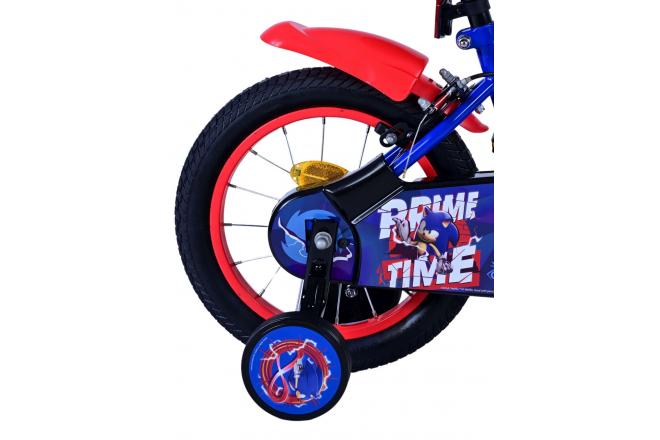 Sonic Prime Kinderfahrrad - Jungen - 14 Zoll - Blau Rot - Zweihandbremsen