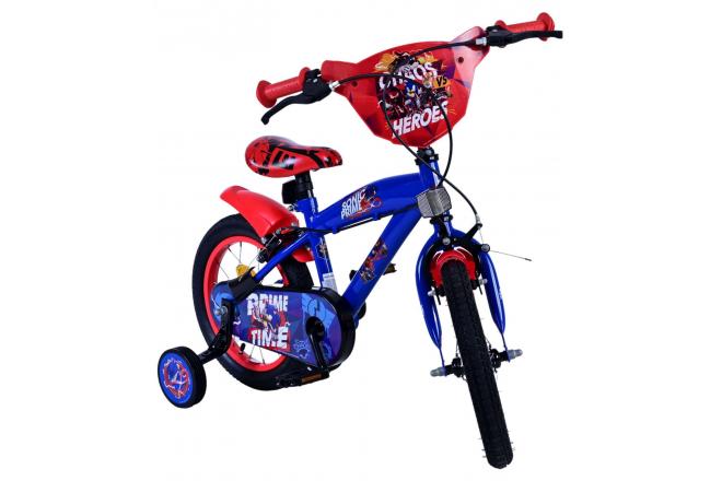 Sonic Prime Kinderfahrrad - Jungen - 14 Zoll - Blau Rot - Zweihandbremsen