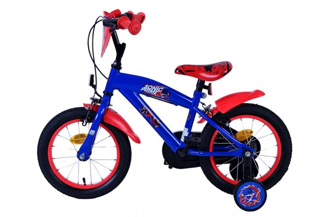 Sonic Prime Kinderfahrrad - Jungen - 14 Zoll - Blau Rot - Zweihandbremsen