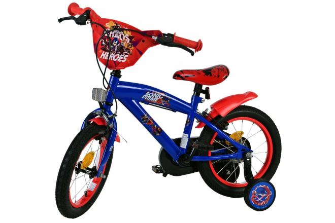 Sonic Prime Kinderfahrrad - Jungen - 14 Zoll - Blau Rot - Zweihandbremsen