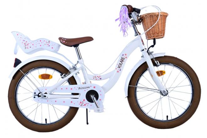 Volare Blossom Kinderfahrrad - Mädchen - 18 Zoll - Weiß - Zweihandbremsen