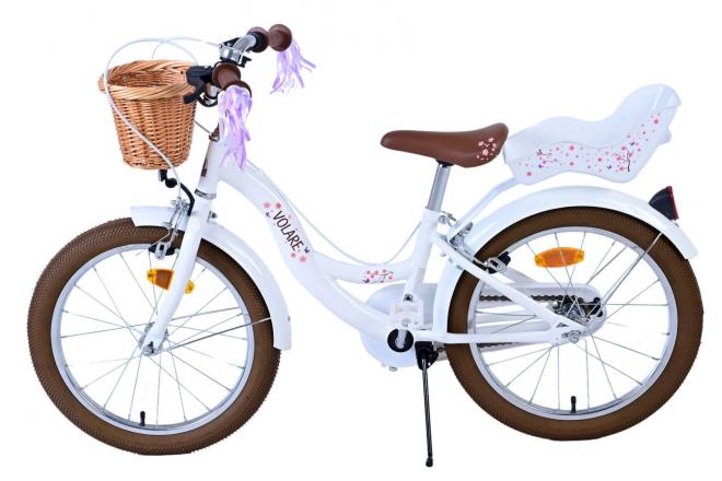 Volare Blossom Kinderfahrrad - Mädchen - 18 Zoll - Weiß - Zweihandbremsen