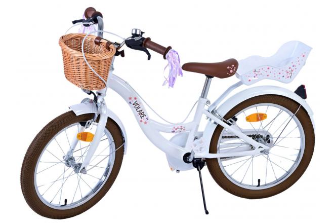 Volare Blossom Kinderfahrrad - Mädchen - 18 Zoll - Weiß - Zweihandbremsen