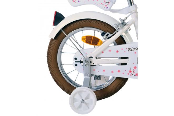 Volare Blossom Kinderfahrrad - Mädchen - 14 Zoll - Weiß - Zweihandbremsen