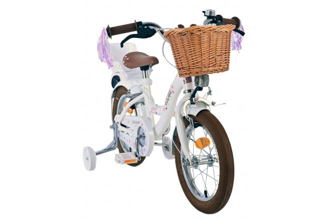 Volare Blossom Kinderfahrrad - Mädchen - 14 Zoll - Weiß - Zweihandbremsen