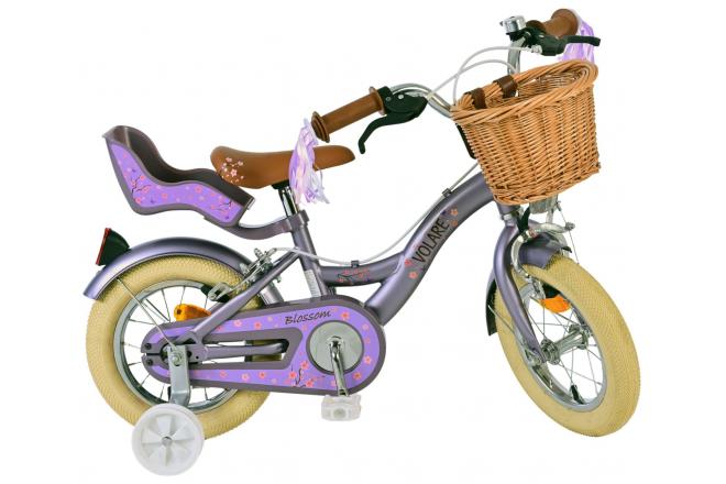 Volare Blossom Kinderfahrrad - Mädchen - 12 Zoll - Lila - Zwei Handbremsen