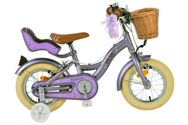 Volare Blossom Kinderfahrrad - Mädchen - 12 Zoll - Lila - Zwei Handbremsen