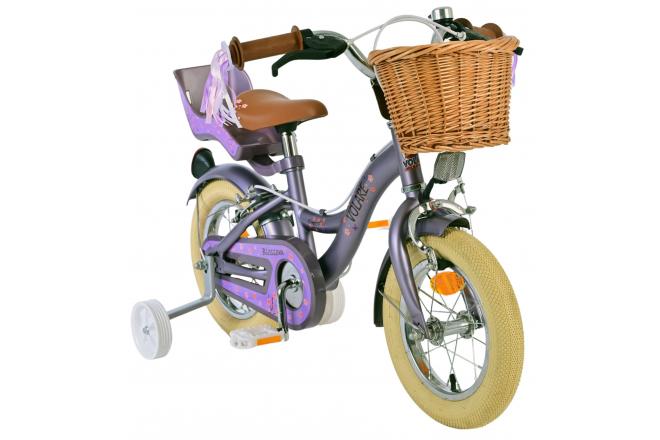 Volare Blossom Kinderfahrrad - Mädchen - 12 Zoll - Lila - Zwei Handbremsen