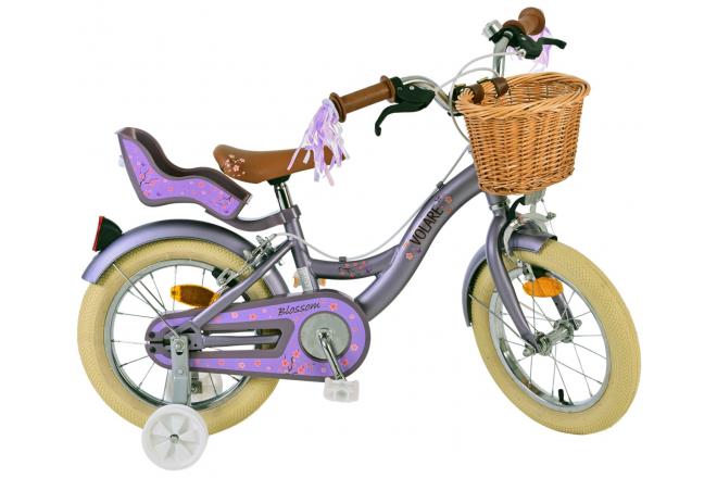 Volare Blossom Kinderfahrrad - Mädchen - 14 Zoll - Lila - Zweihandbremsen