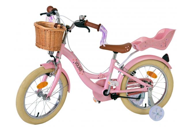 Volare Blossom Kinderfahrrad - Mädchen - 16 Zoll - Rosa - Zweihandbremsen