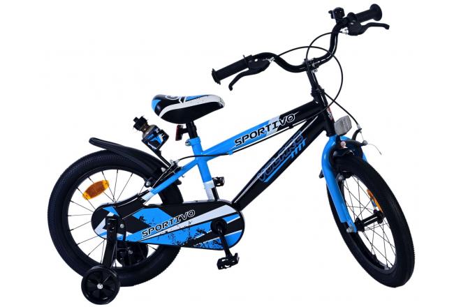 Volare Sportivo Kinderfahrrad - Jungen - 16 Zoll - Blau Schwarz - Zweihandbremsen