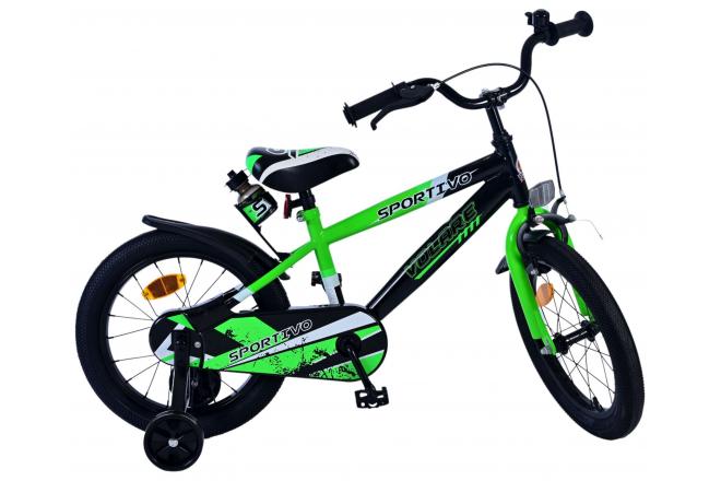 Volare Sportivo Kinderfahrrad - Jungen - 16 Zoll - Grün Schwarz