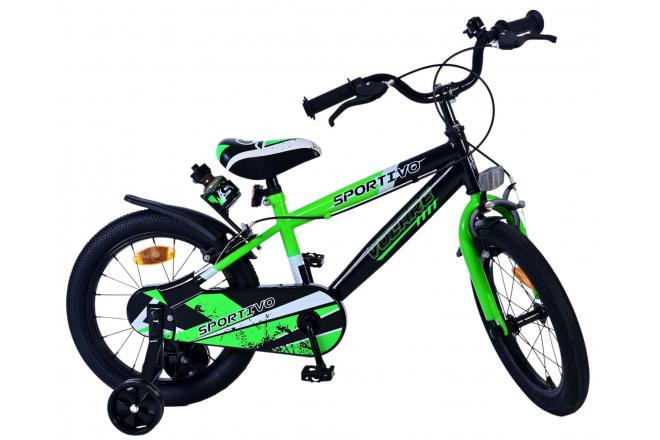 Volare Sportivo Kinderfahrrad - Jungen - 16 Zoll - Grün Schwarz - Zweihandbremsen