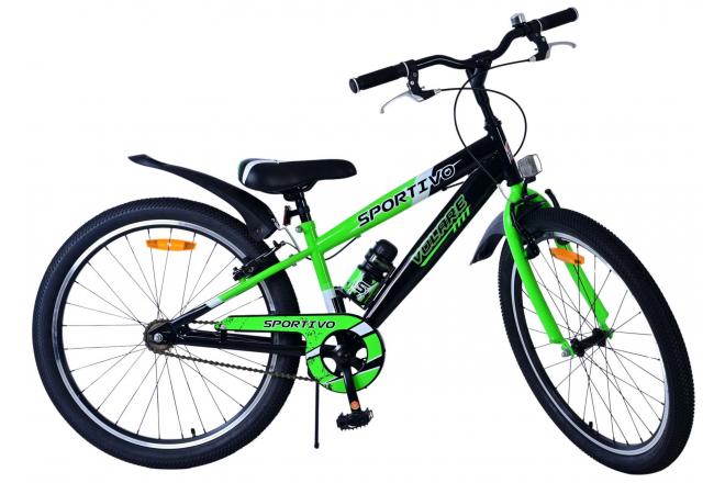 Volare Sportivo Kinderfahrrad - Jungen - 24 Zoll - Schwarz Grün - Zweihandbremsen