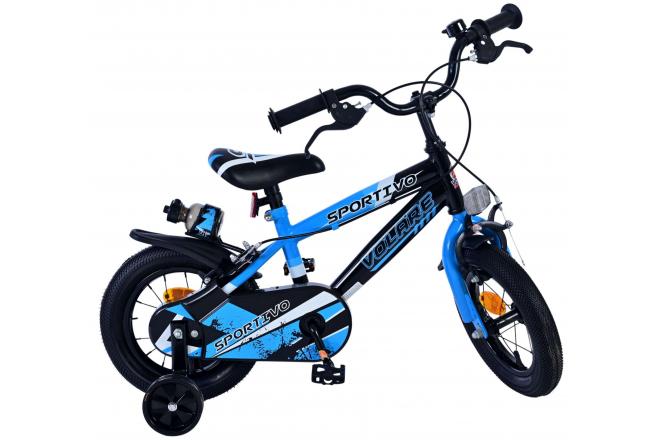 Volare Sportivo Kinderfahrrad - Jungen - 12 Zoll - Blau Schwarz - Zweihandbremsen