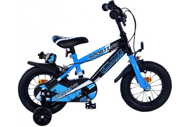 Volare Sportivo Kinderfahrrad - Jungen - 12 Zoll - Blau Schwarz - Zweihandbremsen