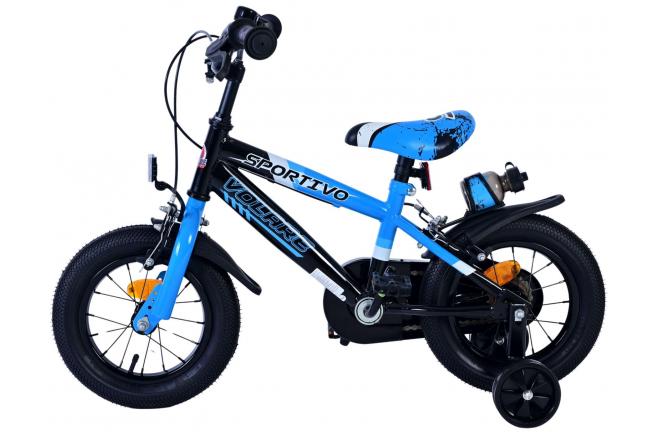 Volare Sportivo Kinderfahrrad - Jungen - 12 Zoll - Blau Schwarz - Zweihandbremsen