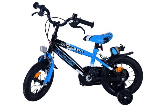 Volare Sportivo Kinderfahrrad - Jungen - 12 Zoll - Blau Schwarz - Zweihandbremsen