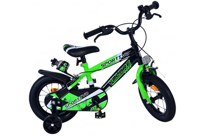 Volare Sportivo Kinderfahrrad - Jungen - 12 Zoll - Grün Schwarz - Zweihandbremsen