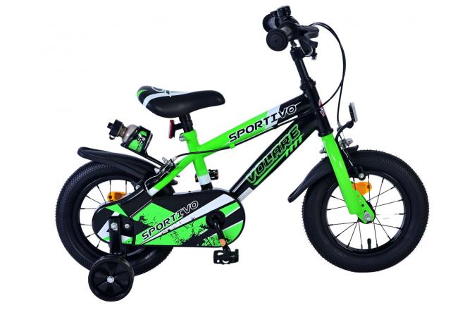 Volare Sportivo Kinderfiets - Jongens - 12 inch - Groen Zwart - Twee Handremmen